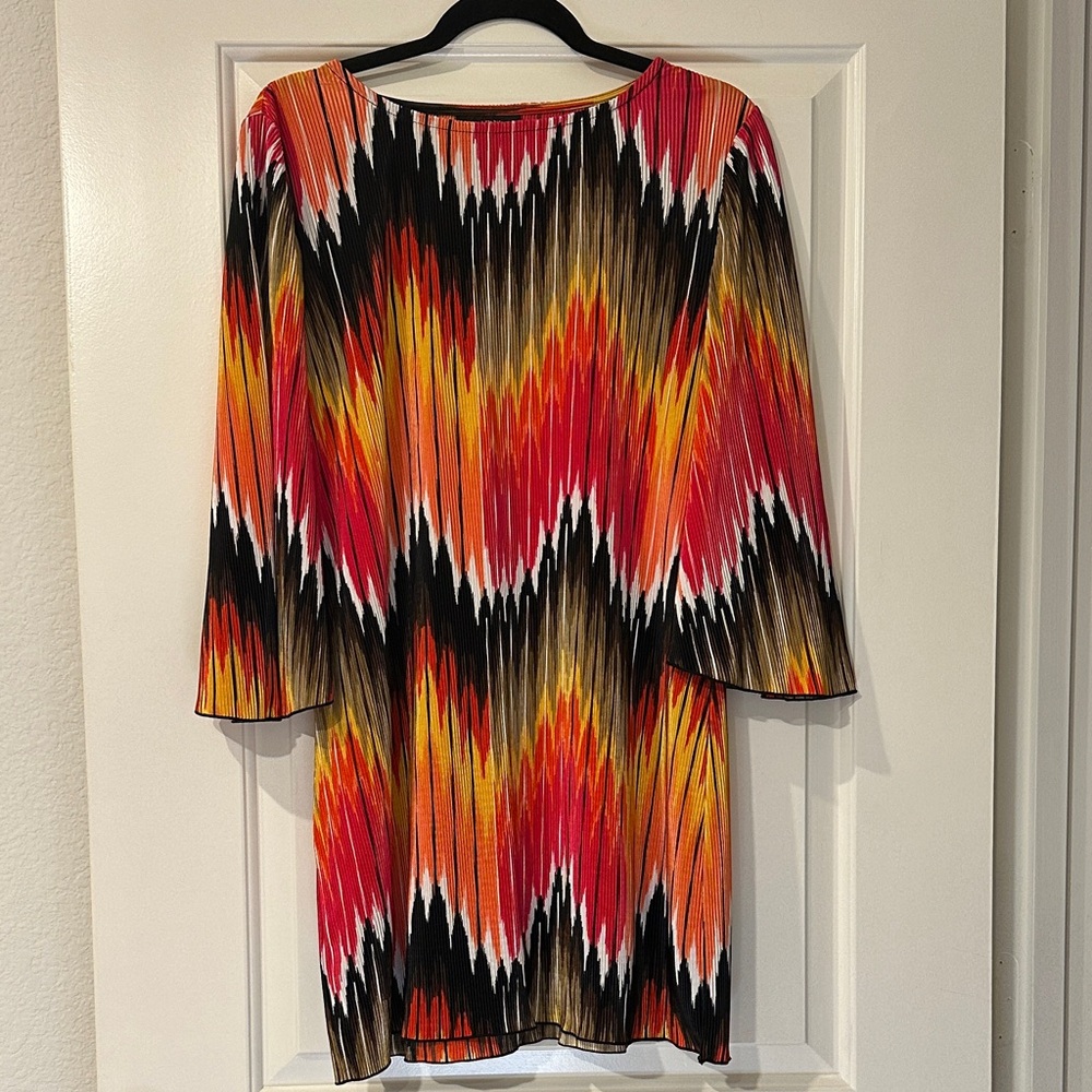 ALFANI VINTAGE Vibrant Multicolor Zigzag Shift Dress